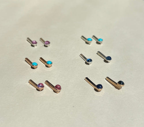 Gemstone Bar Stud Earrings