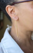 Load image into Gallery viewer, Gold Long Bar Multi Way Earrings