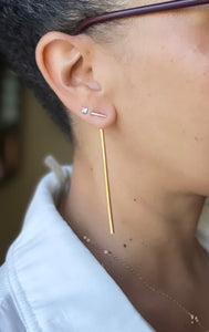 Gold Long Bar Multi Way Earrings