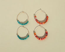 Load image into Gallery viewer, Beaded Gold Hoop Earrings