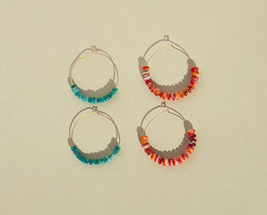 Beaded Gold Hoop Earrings