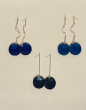 Load image into Gallery viewer, Gold Geometric Drop with Black Enamel Disc Earrings