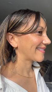 Black and Cactus Silk Beaded Earrings