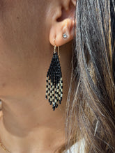 Load image into Gallery viewer, Black and Cactus Silk Beaded Earrings