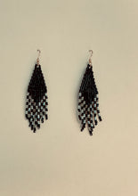 Load image into Gallery viewer, Black and Cactus Silk Beaded Earrings