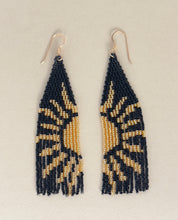 Load image into Gallery viewer, Black and Gold Sunshine Beaded Earrings