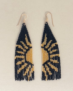 Black and Gold Sunshine Beaded Earrings