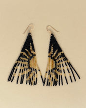 Load image into Gallery viewer, Black and Gold Sunshine Beaded Earrings