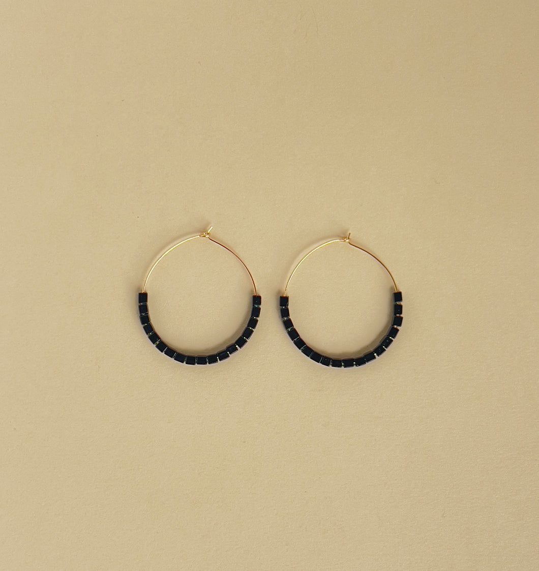 Beaded Gold Hoop Earrings