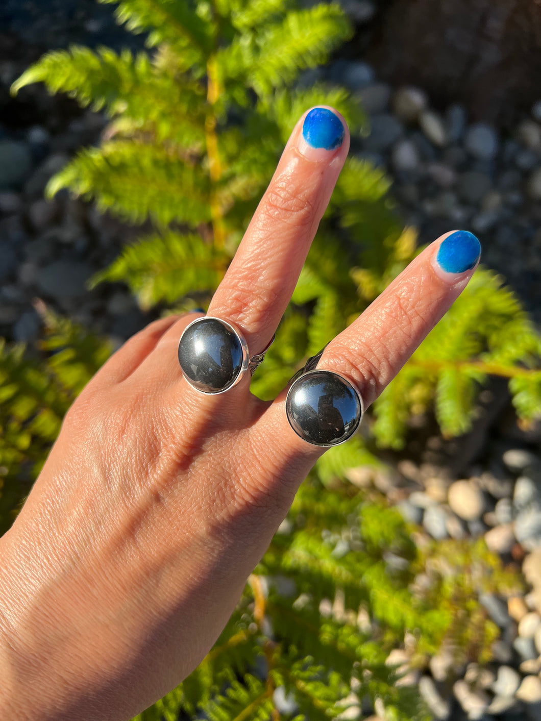 Cacao Leaf Wrap Around Ring with Hematite Stone