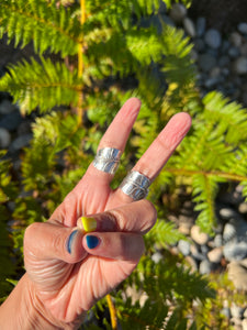 Cacao Leaf Wrap Around Ring with Hematite Stone