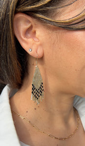 Cactus Silk and Black Beaded Earrings