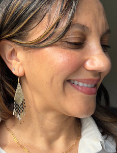 Cactus Silk and Black Beaded Earrings