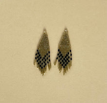 Load image into Gallery viewer, Cactus Silk and Black Beaded Earrings