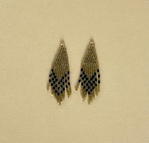 Cactus Silk and Black Beaded Earrings