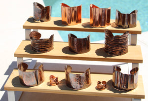 Rustic Fold-Formed Copper Cuff Bracelet Hand Stamped with LOVE