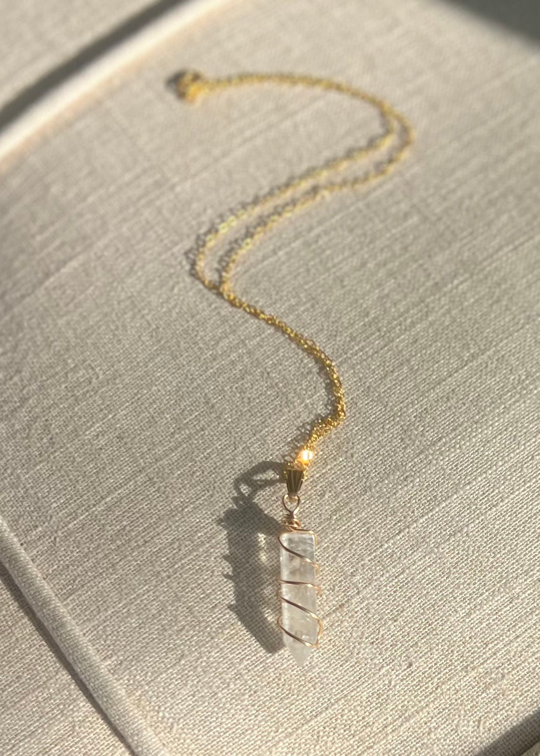 Crystal Quartz Point Pendant Necklace Crown Chakra 