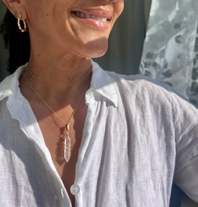 Crystal Quartz Point Pendant Necklace Crown Chakra "Divine Light"