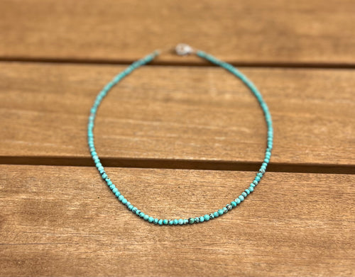 Sky Blue Dainty Turquoise Beaded Choker Necklace Throat Chakra 