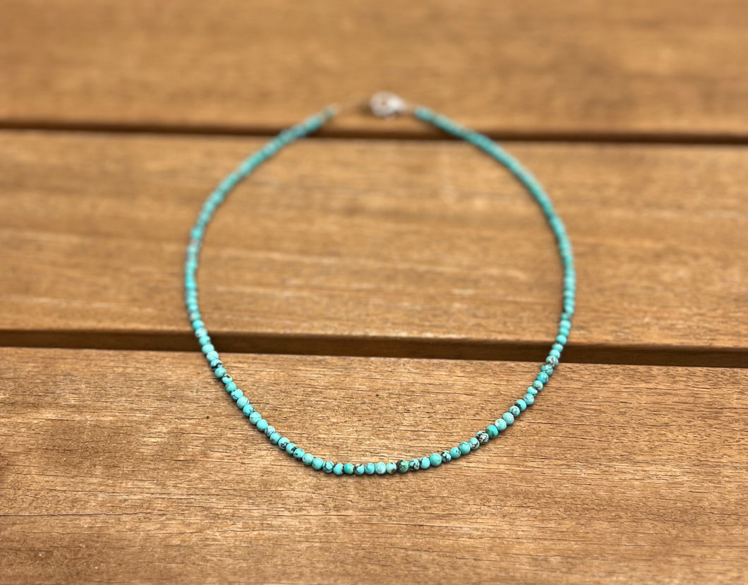 Sky Blue Dainty Turquoise Beaded Choker Necklace Throat Chakra 