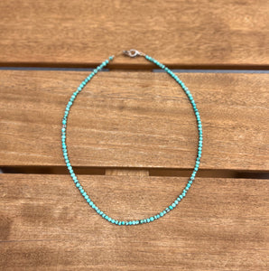 Sky Blue Dainty Turquoise Beaded Choker Necklace Throat Chakra "Voice of Truth"