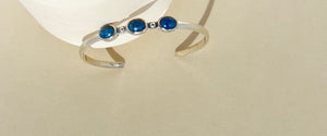 Silver Denim Lapis Lazuli Cuff Bracelet