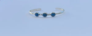 Silver Denim Lapis Lazuli Cuff Bracelet