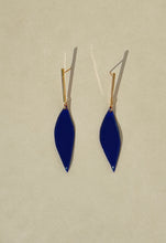 Load image into Gallery viewer, Gold Bar and Enamel Leaf Earrings