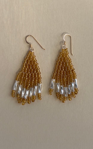 Gold and Silver Beaded Earrings