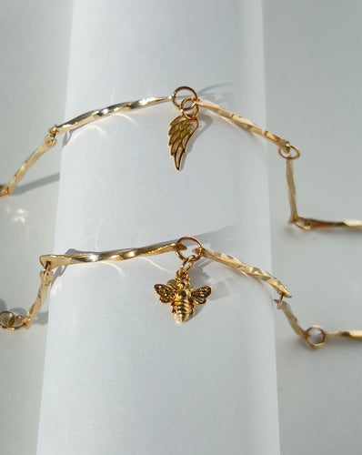 Gold Angel Wing Charm Bracelet