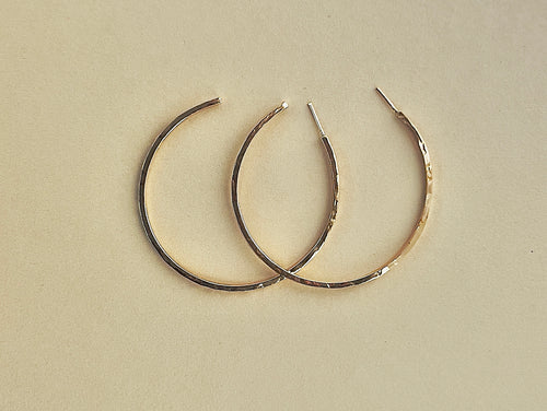 Square Wire Hammered Hoop Earrings