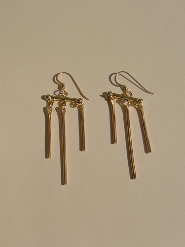 Gold Bar Wind Chime Earrings