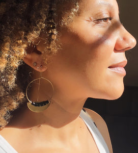 Mixed Metal Half Moon Beaded Earrings