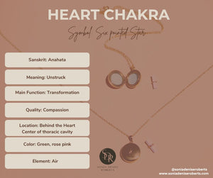 Gold Heart Chakra Round North Star Locket Pendant Necklace "Heart Altar"