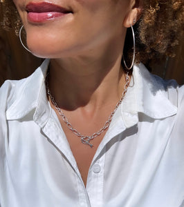 Silver Heart and Arrow Toggle Necklace