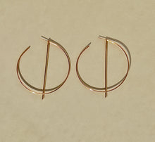 Load image into Gallery viewer, Gold Long Bar Hoop Earrings