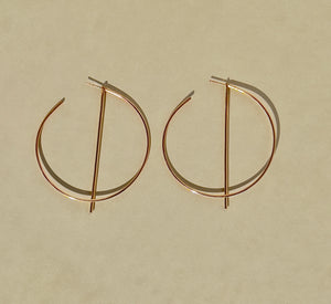 Gold Long Bar Hoop Earrings