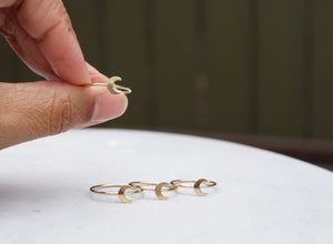 Gold Crescent Moon Ring Third Eye Chakra "Inner Vision"