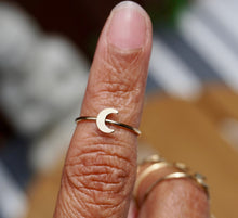 Load image into Gallery viewer, Gold Crescent Moon Ring Third Eye Chakra &quot;Inner Vision&quot;