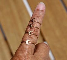 Load image into Gallery viewer, Gold Crescent Moon Ring Third Eye Chakra &quot;Inner Vision&quot;