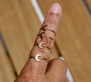 Gold Crescent Moon Ring Third Eye Chakra "Inner Vision"