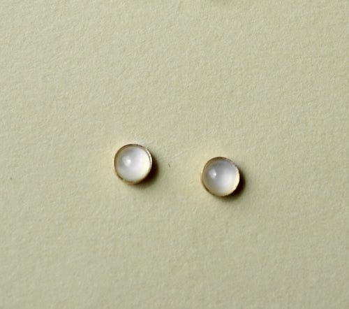 Gold Moonstone Stud Earrings