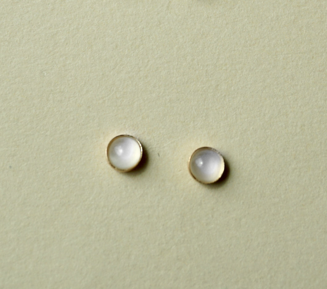 Gold Moonstone Stud Earrings