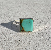 Load image into Gallery viewer, Square Treasure Mountain Turquoise Stacker Ring