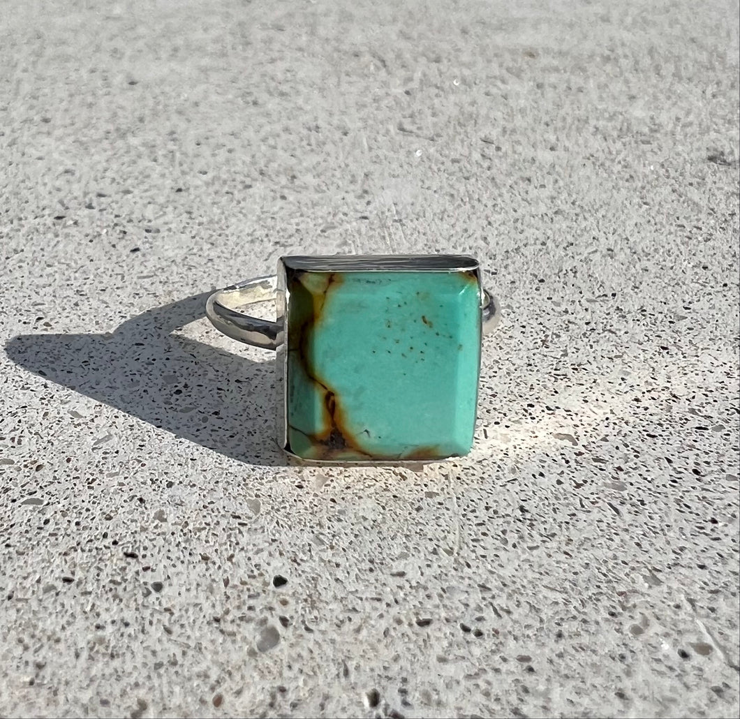 Square Treasure Mountain Turquoise Stacker Ring