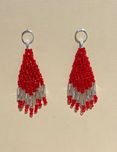 Load image into Gallery viewer, Red and Silver Beaded Earrings