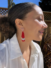 Load image into Gallery viewer, Red and Silver Beaded Earrings