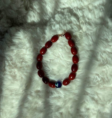 Red Beaded Bracelet with Protective Eye