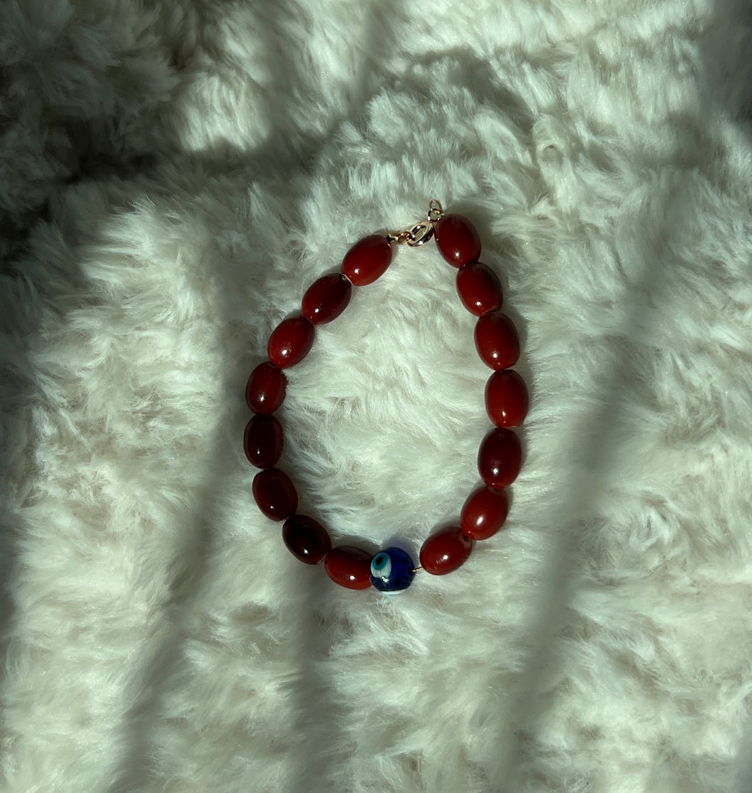 Red Beaded Bracelet with Protective Eye