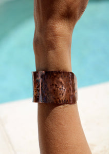 Rustic Fold-Formed Copper Cuff Bracelet Hand Stamped with DREAM